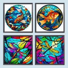 Load image into Gallery viewer, Glass Dragonfly And Koi Carp 30*30CM (canvas) Full Round Drill Diamond Painting
