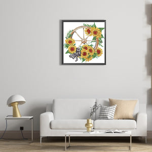 Sunflower Wheel 30*30CM (canvas) Partial Special-Shaped Drill Diamond Painting