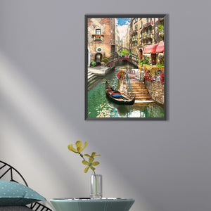 Boat Running Water 30*40CM (canvas) Full Square AB Drill Diamond Painting