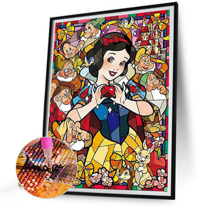 Snow White Glass Painting 50*60CM (canvas) Full Round Drill Diamond Painting