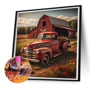 Red Classic Car 30*30CM (canvas) Full Round Drill Diamond Painting