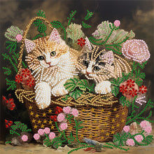 Load image into Gallery viewer, Flowers And Cats 30*30CM (canvas) Partial Special-Shaped Drill Diamond Painting
