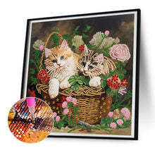 Load image into Gallery viewer, Flowers And Cats 30*30CM (canvas) Partial Special-Shaped Drill Diamond Painting
