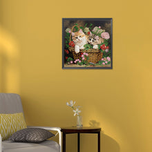 Load image into Gallery viewer, Flowers And Cats 30*30CM (canvas) Partial Special-Shaped Drill Diamond Painting
