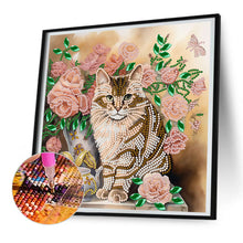 Load image into Gallery viewer, Flowers And Cats 30*30CM (canvas) Partial Special-Shaped Drill Diamond Painting
