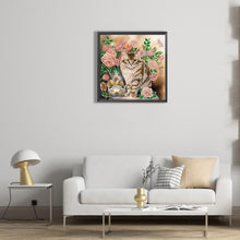 Load image into Gallery viewer, Flowers And Cats 30*30CM (canvas) Partial Special-Shaped Drill Diamond Painting
