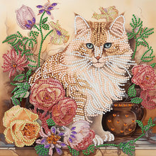 Load image into Gallery viewer, Flowers And Cats 30*30CM (canvas) Partial Special-Shaped Drill Diamond Painting
