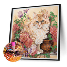 Load image into Gallery viewer, Flowers And Cats 30*30CM (canvas) Partial Special-Shaped Drill Diamond Painting
