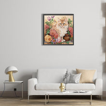 Load image into Gallery viewer, Flowers And Cats 30*30CM (canvas) Partial Special-Shaped Drill Diamond Painting
