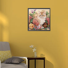 Load image into Gallery viewer, Flowers And Cats 30*30CM (canvas) Partial Special-Shaped Drill Diamond Painting
