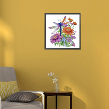 Load image into Gallery viewer, Flowers And Dragonflies 30*30CM (canvas) Partial Special-Shaped Drill Diamond Painting
