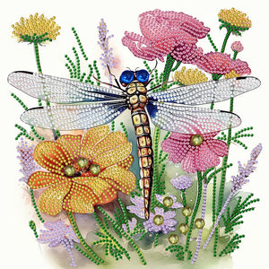 Flowers And Dragonflies 30*30CM (canvas) Partial Special-Shaped Drill Diamond Painting