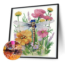 Load image into Gallery viewer, Flowers And Dragonflies 30*30CM (canvas) Partial Special-Shaped Drill Diamond Painting
