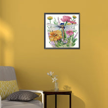 Load image into Gallery viewer, Flowers And Dragonflies 30*30CM (canvas) Partial Special-Shaped Drill Diamond Painting
