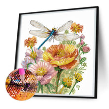 Load image into Gallery viewer, Flowers And Dragonflies 30*30CM (canvas) Partial Special-Shaped Drill Diamond Painting
