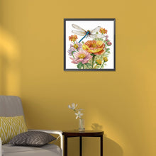 Load image into Gallery viewer, Flowers And Dragonflies 30*30CM (canvas) Partial Special-Shaped Drill Diamond Painting
