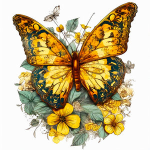 Orange Butterfly 40*40CM (canvas) Full Round Drill Diamond Painting