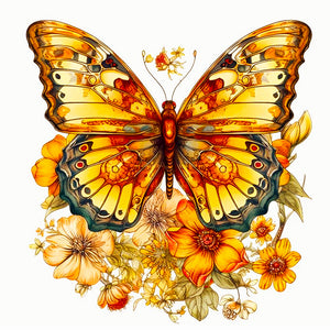 Yellow Butterfly 40*40CM (canvas) Full Round Drill Diamond Painting