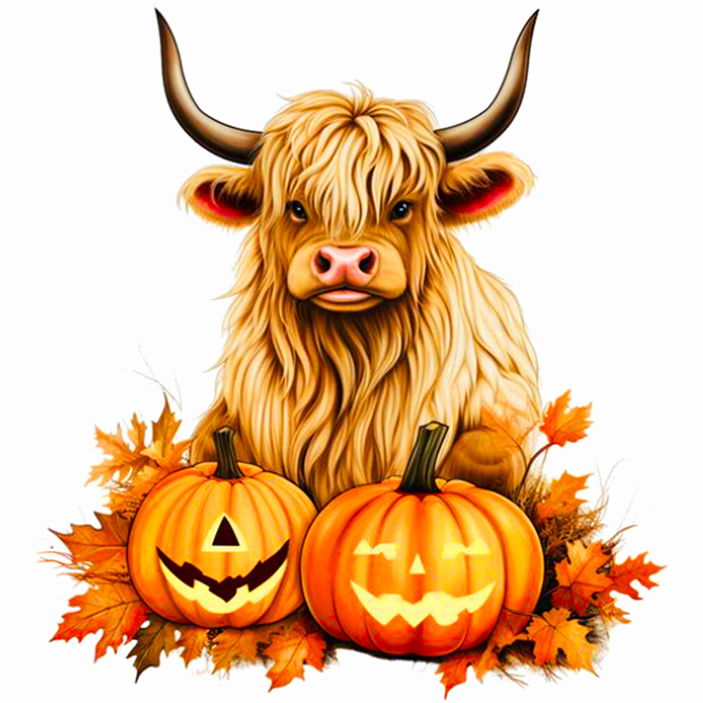 Cow And Pumpkin 40*40CM (canvas) Full Round Drill Diamond Painting