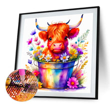 Load image into Gallery viewer, Cow In Flower Bucket 40*40CM (canvas) Full Round Drill Diamond Painting
