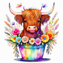 Load image into Gallery viewer, Flower Bucket And Cow 40*40CM (canvas) Full Round Drill Diamond Painting
