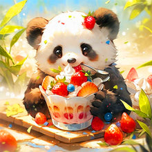 Load image into Gallery viewer, Ai Panda Eating Cake 40*40CM (canvas) Full Round Drill Diamond Painting
