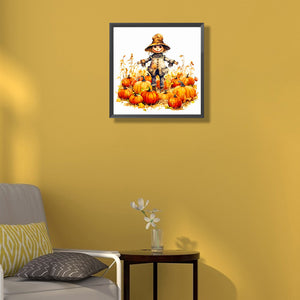 Scarecrow And Pumpkin 40*40CM (canvas) Full Round Drill Diamond Painting