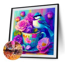 Load image into Gallery viewer, The Bird On The Teacup¡¤Purple Blue 40*40CM (canvas) Full Round Drill Diamond Painting
