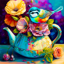 Load image into Gallery viewer, Bird On A Teacup¡¤Blue Purple 40*40CM (canvas) Full Round Drill Diamond Painting
