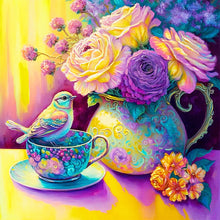 Load image into Gallery viewer, Bird On A Teacup¡¤Yellow Purple 40*40CM (canvas) Full Round Drill Diamond Painting
