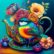 Load image into Gallery viewer, The Bird On The Teacup¡¤Blue 40*40CM (canvas) Full Round Drill Diamond Painting
