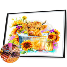 Load image into Gallery viewer, Cow And Sunflower 60*50CM (canvas) Full Round Drill Diamond Painting
