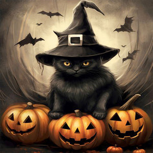 Halloween Black Cat 40*40CM (canvas) Full Square Drill Diamond Painting