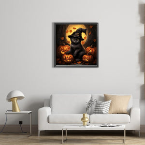 Halloween Black Cat 40*40CM (canvas) Full Square Drill Diamond Painting