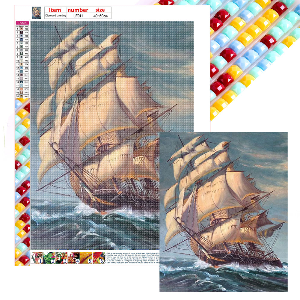 Sea Sailing Boat 40*50CM (canvas) Full Square Drill Diamond Painting