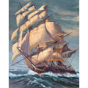 Sea Sailing Boat 40*50CM (canvas) Full Square Drill Diamond Painting