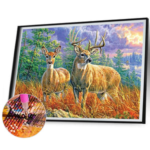 Elk 40*30CM (canvas) Full Square Drill Diamond Painting