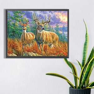 Elk 40*30CM (canvas) Full Square Drill Diamond Painting