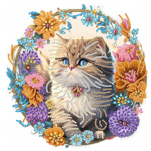 Garland Cat 30*30CM (canvas) Partial Special-Shaped Drill Diamond Painting