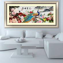 Load image into Gallery viewer, Flower Peacock 100x44cm(canvas) partial round drill diamond painting
