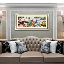 Load image into Gallery viewer, Flower Peacock 100x44cm(canvas) partial round drill diamond painting
