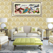Load image into Gallery viewer, Flower Peacock 100x44cm(canvas) partial round drill diamond painting
