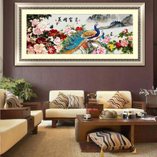 Load image into Gallery viewer, Flower Peacock 100x44cm(canvas) partial round drill diamond painting
