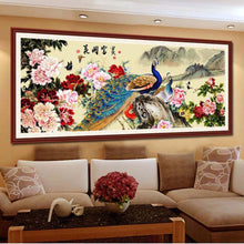 Load image into Gallery viewer, Flower Peacock 100x44cm(canvas) partial round drill diamond painting
