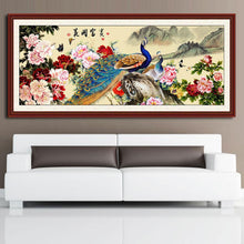 Load image into Gallery viewer, Flower Peacock 100x44cm(canvas) partial round drill diamond painting
