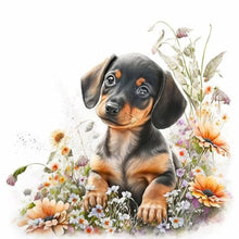 Load image into Gallery viewer, Dog Rabbit Panda Elephant With Flowers 30*30CM (canvas) Full Round Drill Diamond Painting
