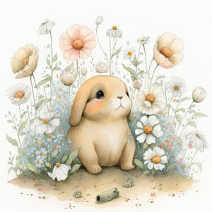 Dog Rabbit Panda Elephant With Flowers 30*30CM (canvas) Full Round Drill Diamond Painting