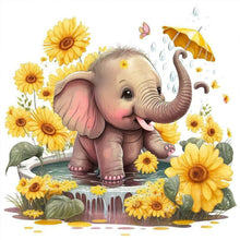 Load image into Gallery viewer, Dog Rabbit Panda Elephant With Flowers 30*30CM (canvas) Full Round Drill Diamond Painting
