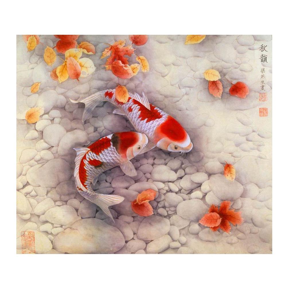 Two Fish 35x35cm(canvas) partial round drill diamond painting
