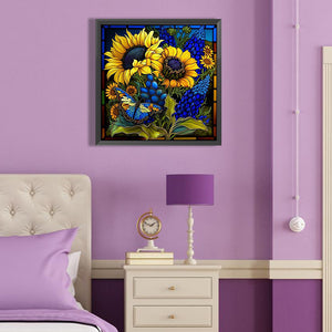 Sunflower Glass Painting 40*40CM (canvas) Full Round Drill Diamond Painting